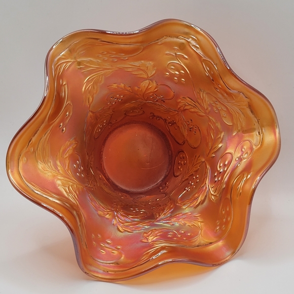 VTG Carnival Glass Ruffled Compote | Marigold | Fenton? - Picture 3 of 13